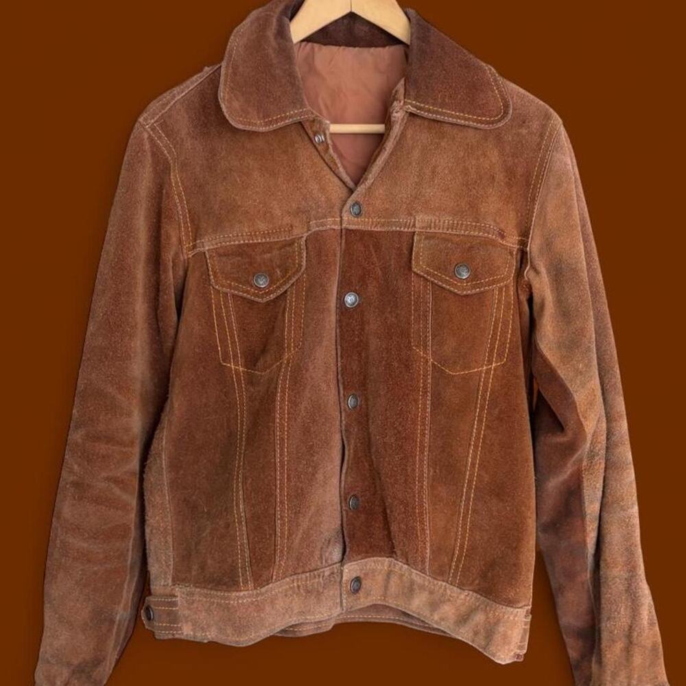 1970s Brown Suede Trucker Jacket